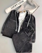 کت جین کلاه دار LUCKY LOOK - تصویر 2