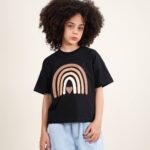 کراپ مشکی رنگین کمانی