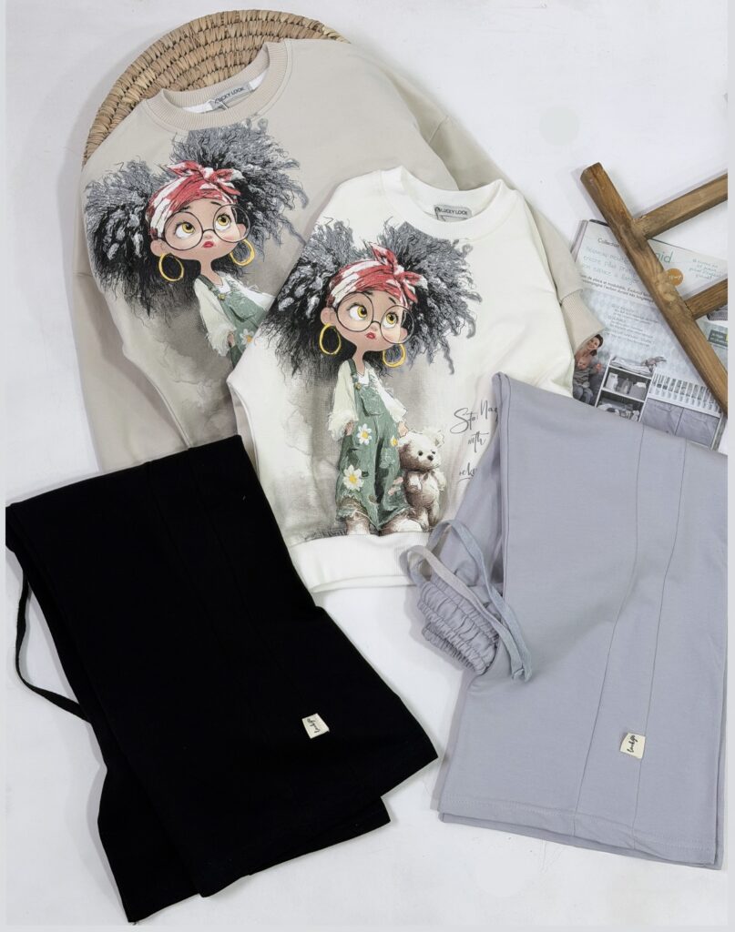 ست بلوز شلوار چاپی دخترانه LUCKY LOOK