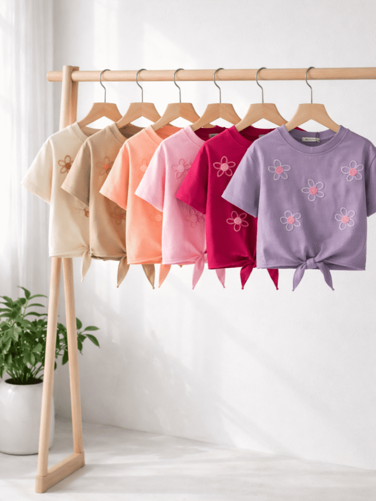 کراپ گره ای شنل دوزی گل LUCKYLOOK