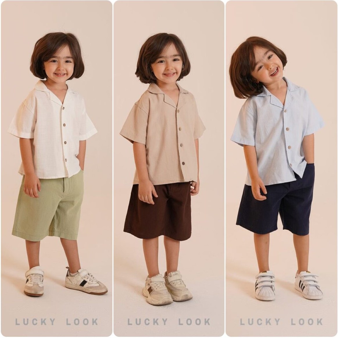 پیراهن شلوارک لینن اسلپدار LUCKY LOOK